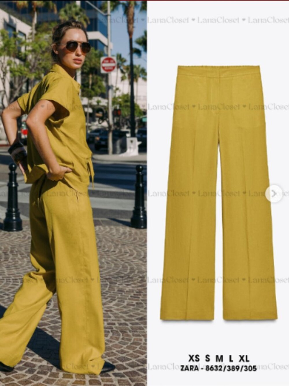 Zara Mustard linen pants Size XS